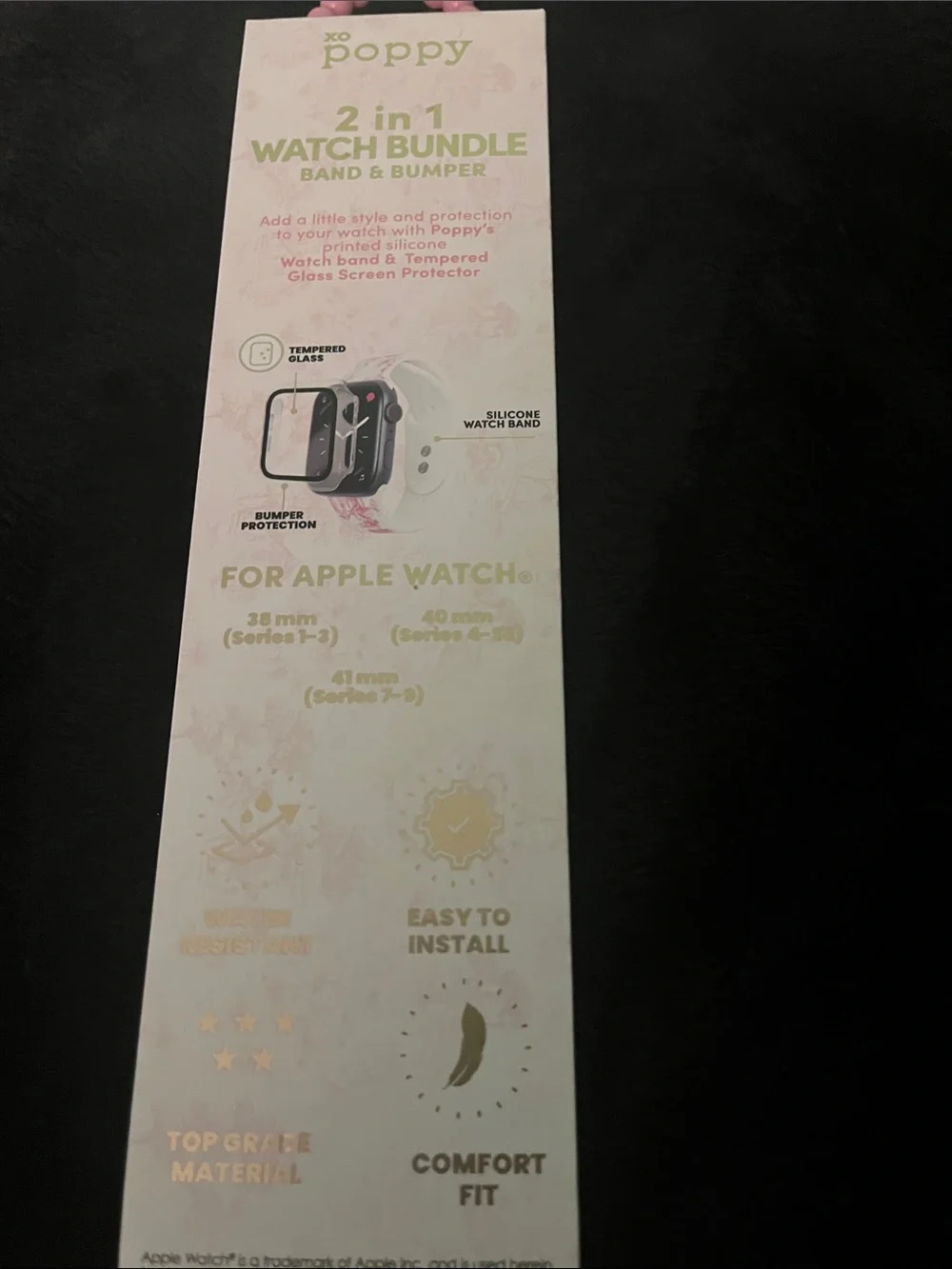 Pink Floral 2-in-1 Watch Band & Tempered Glass Bumper for Apple Watch